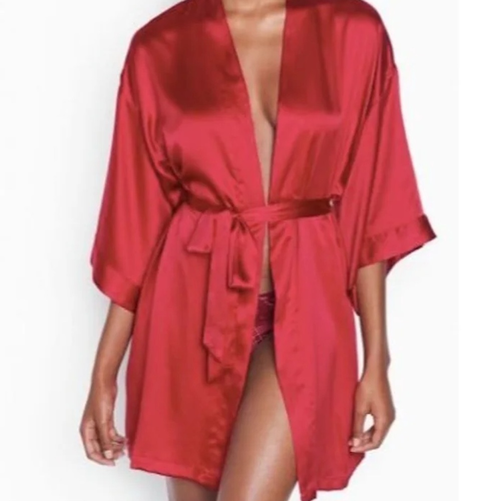 Victoria secret Red Satin Kimono Robe - Picture 2 of 2